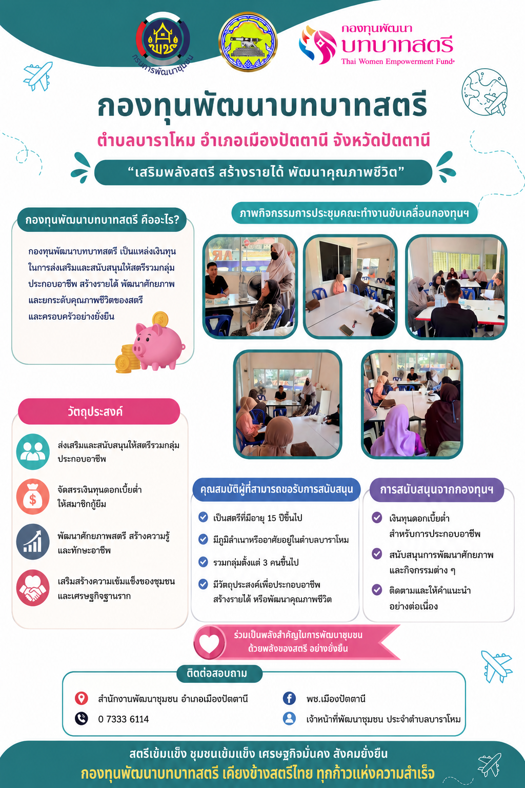 ติดตามการขับเคลื่อนกองทุนพัฒนาบทบาทสตรีตำบลบาราโหม อำเภอเมืองปัตตานี จังหวัดปัตตานี "เสริมพลังสตรี สร้างรายได้ พัฒนาคุณภาพชีวิต"
