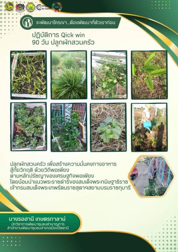 สพอ.เมืองปัตตานี ขับเคลื่อนกิจกรรม “เริ่มที่ตัวเรา” ปฏิบัติการ "Quick Win" 90 วัน ปลูกผักสวนครัว เพื่อสร้างความมั่นคงทางอาหาร สู้ภัยวิกฤต ด้วยวิถีพอเพียง